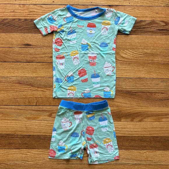 Little Sleepies Two-Piece Pajama Set (Shorts) in Love You a Latte Size 2T - Picture 1 of 9